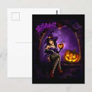 Halloween witch postcard