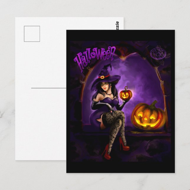 Halloween witch postcard (Front/Back)