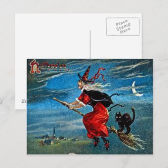 Hallowe'en Witch Postcard | Zazzle