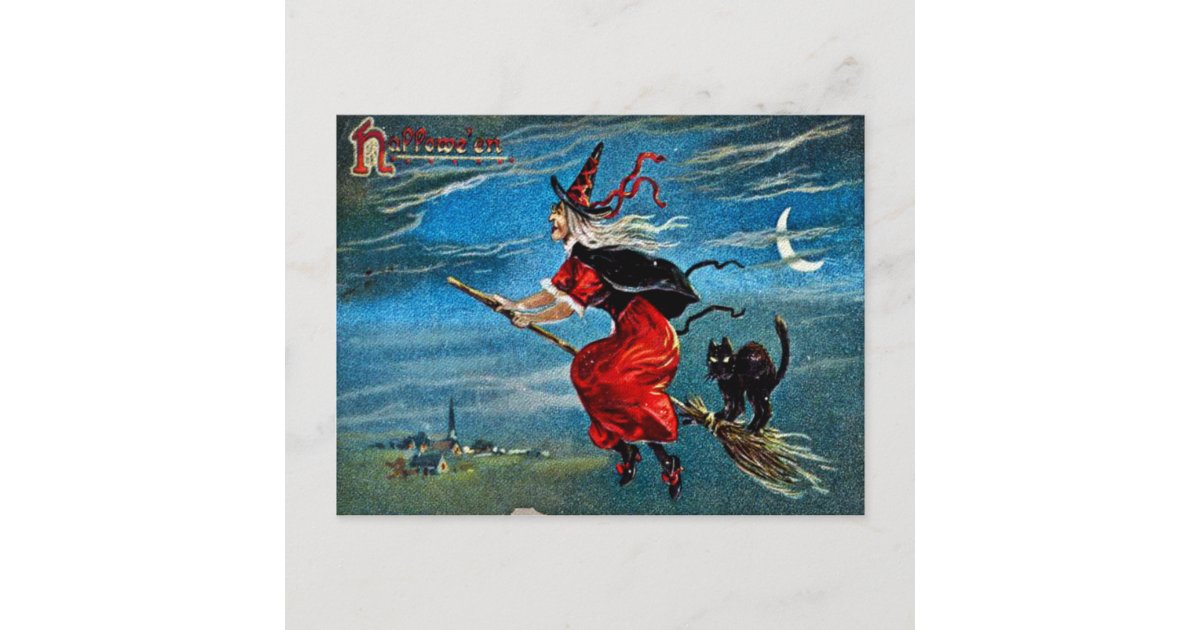 Hallowe'en Witch Postcard | Zazzle