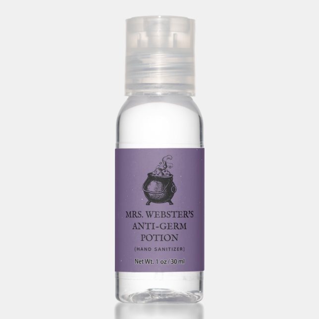 Halloween witch potion cauldron purple hand sanitizer (Front)