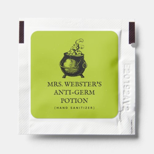 Halloween witch potion green hand sanitizer packet