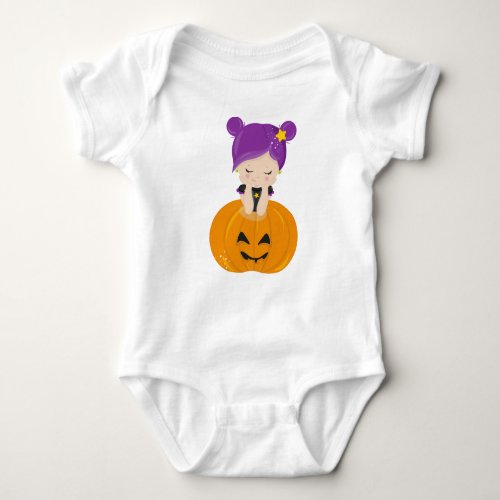 Halloween Witch Pumpkin Boo Trick Or Treat Baby Bodysuit