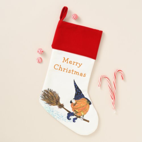 Halloween Witch Pumpkin Flying Christmas Stocking