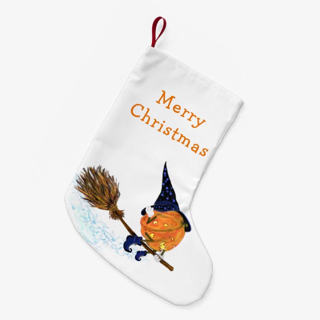 Halloween Witch Pumpkin Funny Christmas Stocking (Front (Hanging))