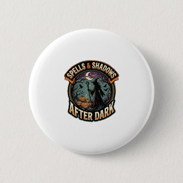Halloween Witch Pumpkin Night Button (Front)