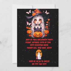 Halloween witch pumpkin Party Invitation