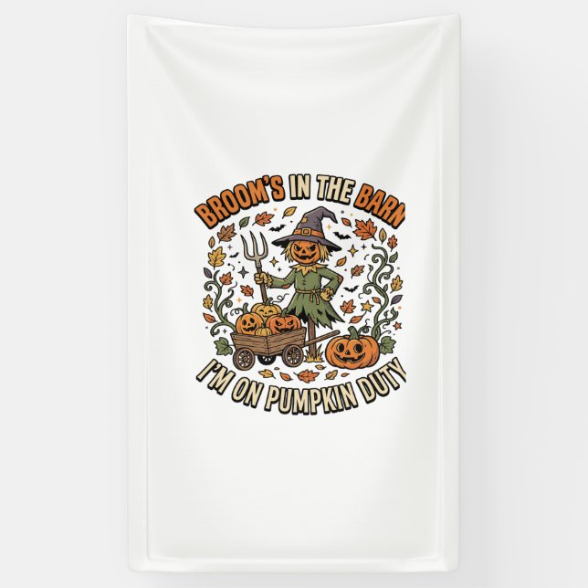 Halloween Witch Pumpkin Patch Humor Banner (Vertical)