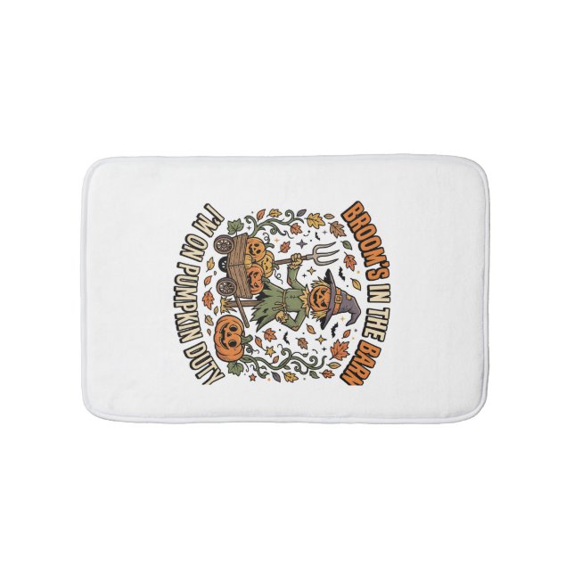 Halloween Witch Pumpkin Patch Humor Bath Mat (Front)