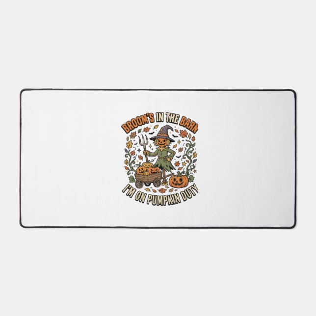 Halloween Witch Pumpkin Patch Humor Desk Mat (Front)