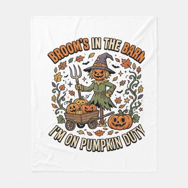 Halloween Witch Pumpkin Patch Humor Fleece Blanket (Front)