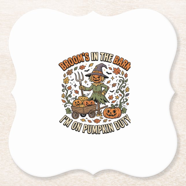 Halloween Witch Pumpkin Patch Humor Paper Coaster (Front)