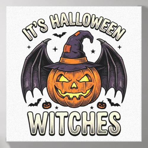 Halloween Witch Pumpkin Vintage Bat Shirt_1 Canvas Photo Tile