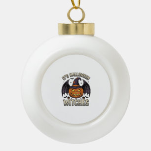 Halloween Witch Pumpkin Vintage Bat Shirt_1 Ceramic Ball Christmas Ornament