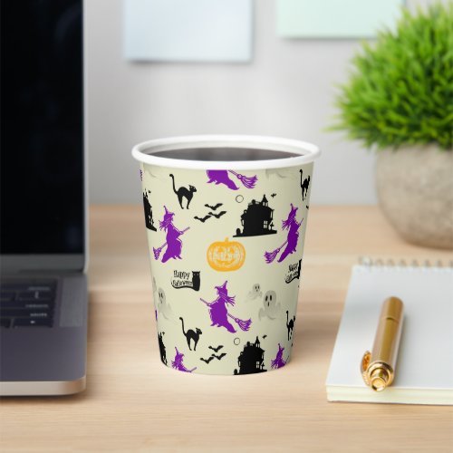 Halloween Witch Pumpkins and Black Cats  Paper Cups