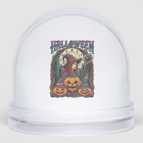 Halloween Witch Pumpkins Moon Phases_1 Snow Globe