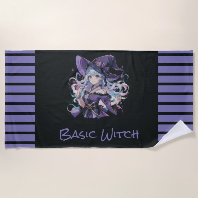 Halloween/Witch/purple Beach Towel (Front)