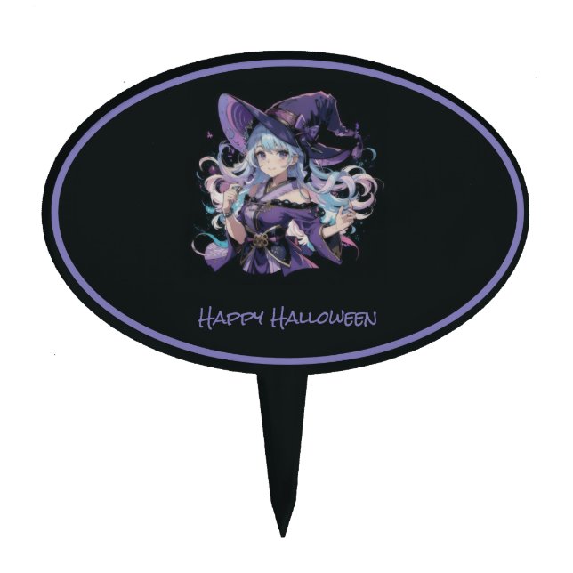 Halloween/Witch/purple  Cake Topper (Front)