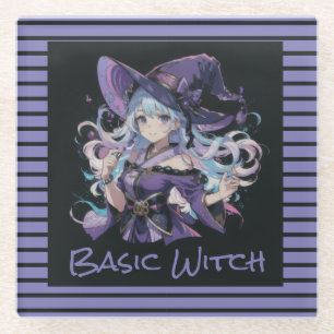 Halloween/Witch/purple  Glass Coaster