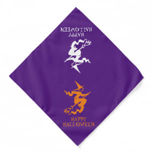 Halloween witch purple orange white dog costume bandana