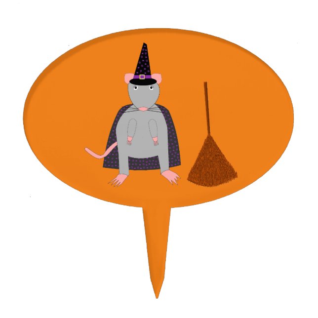 Halloween Witch Rat and Broom Cake Topper (Front)