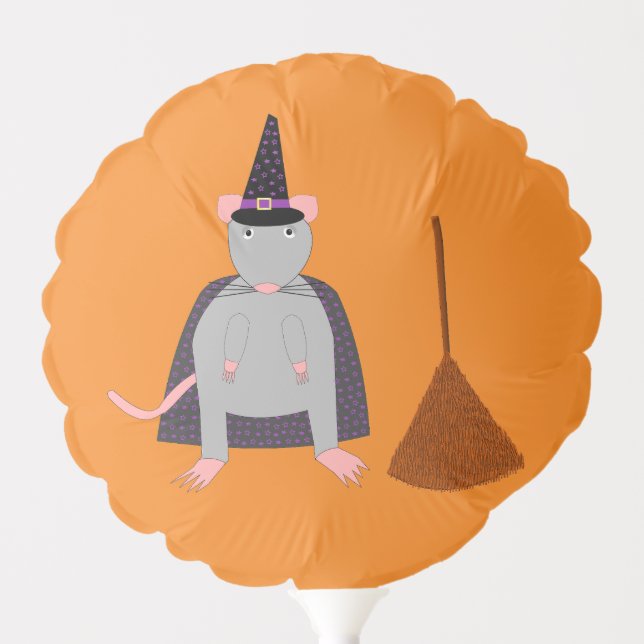 Halloween Witch Rat and Broom Custom Balloon (Front)