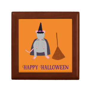 Halloween Witch Rat and Broom Custom Gift Box