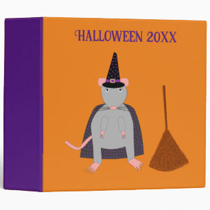 Halloween Witch Rat and Broom Custom Photo Album 3 Ring Binder