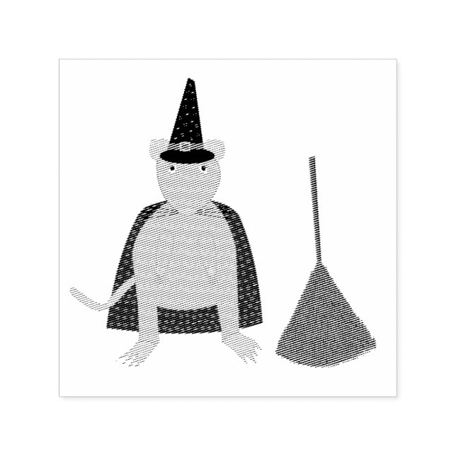 Halloween Witch Rat and Broom Self-inking Stamp (Design)