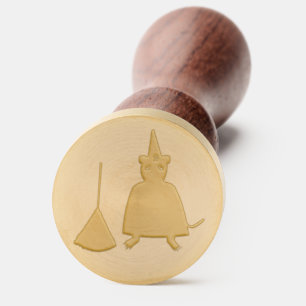 Halloween Witch Rat and Broom Wax Seal Stamp