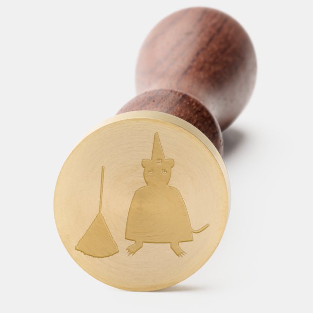 Halloween Witch Rat and Broom Wax Seal Stamp (Front)