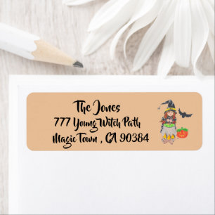 Halloween witch return address labels