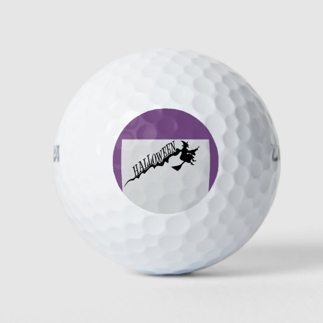Halloween Witch Riding Broom Thunder_Cove Golf Balls (Front)