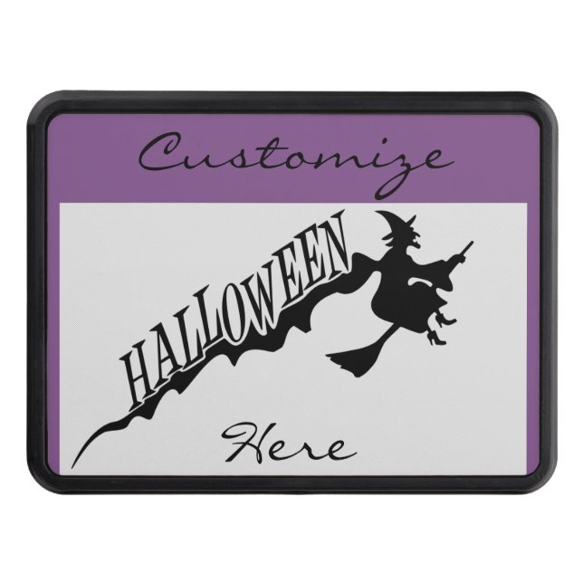 Halloween Witch Riding Broom Thunder_Cove Tow Hitch Cover (Front)