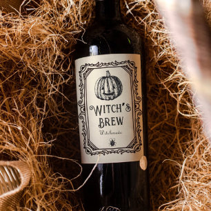 Halloween Witch’s Brew Drinks Funny Spooky Wine Wine Label