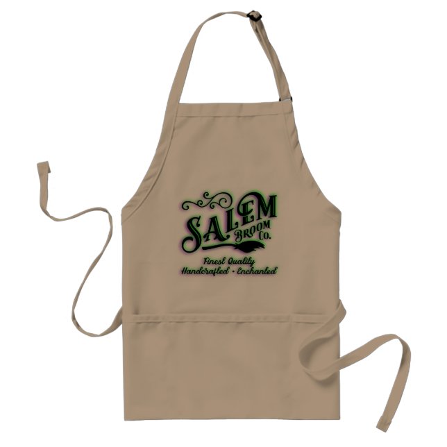 Halloween Witch Salem Broom Company Sign Adult Apron (Front)