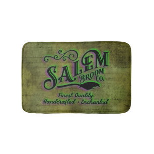 Halloween Witch Salem Broom Company Sign Bath Mat