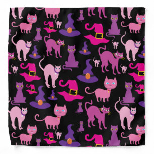 Halloween witch scary Black cat purple decorative Bandana