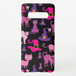 Halloween witch scary Black cat purple decorative Samsung Galaxy S10+ Case