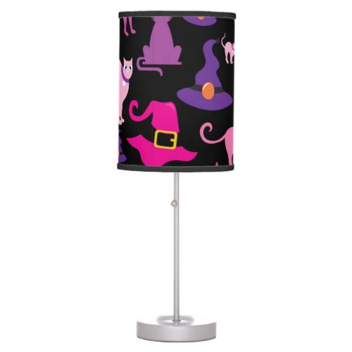 Halloween witch scary Black cat purple decorative Table Lamp