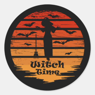 Halloween witch season classic round sticker
