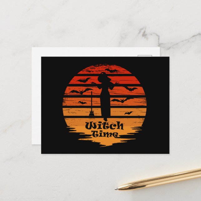 Halloween witch season holiday postcard (Front/Back In Situ)