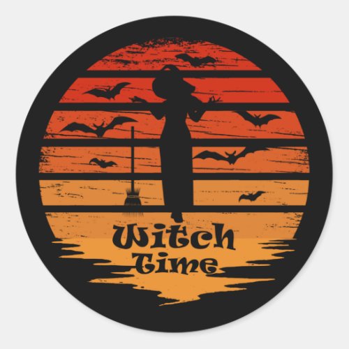 Halloween witch season time classic round sticker