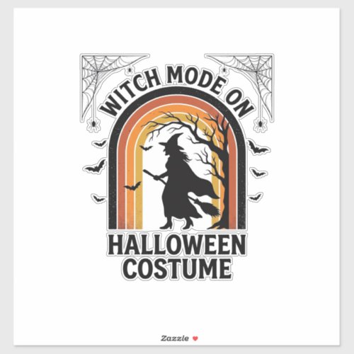 Halloween Witch Shirt Funny Costume Vintage Engrav Sticker