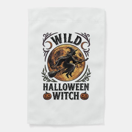 Halloween Witch Shirt Vintage Broom Moon Graphic_1 Garden Flag