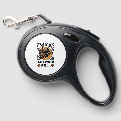 Halloween Witch Shirt Vintage Broom Moon Graphic_1 Retractable Pet Leash