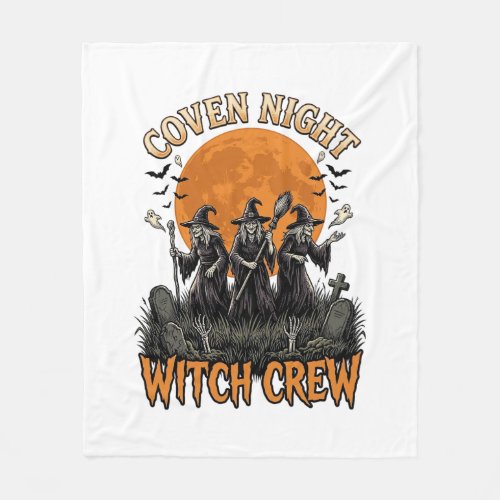 Halloween Witch Shirt Vintage Engraved Coven Night Fleece Blanket