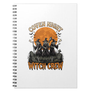 Halloween Witch Shirt Vintage Engraved Coven Night Notebook