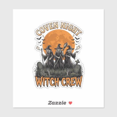 Halloween Witch Shirt Vintage Engraved Coven Night Sticker