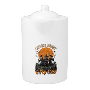 Halloween Witch Shirt Vintage Engraved Coven Night Teapot